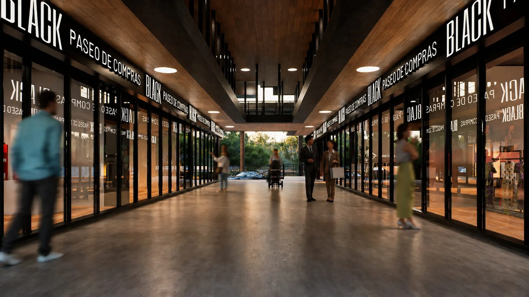 Circulación interior con locales comerciales